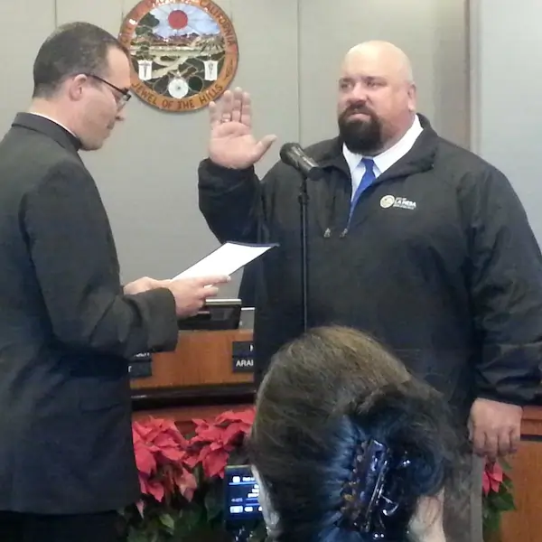 Mark Arapostathis, Mayor of La Mesa being Sworn In